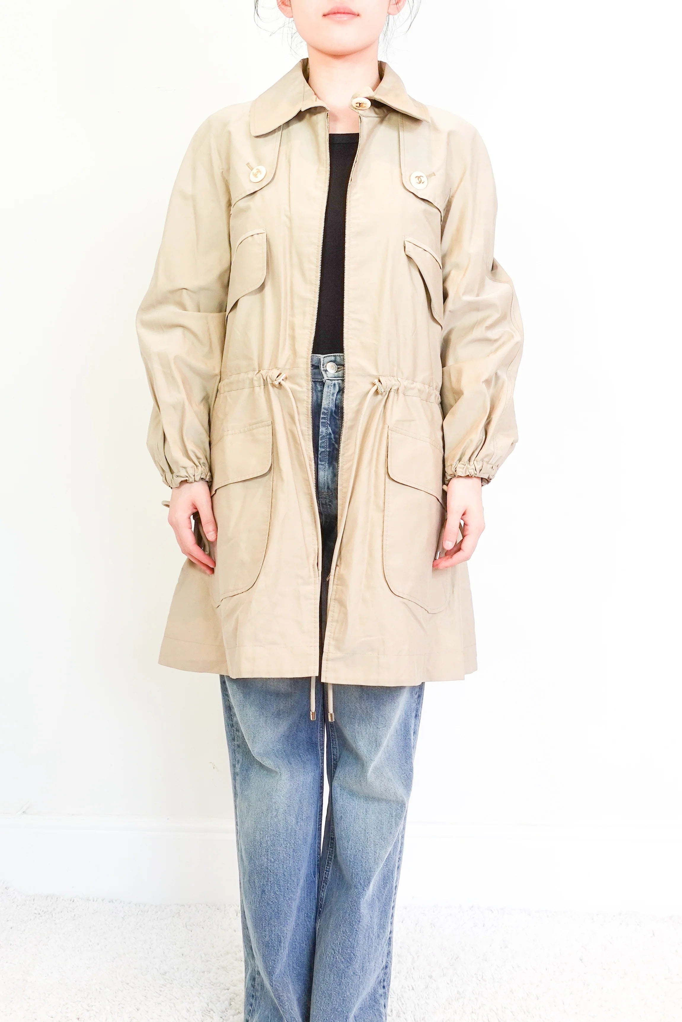 Parka with Iconic Chain Belt twill