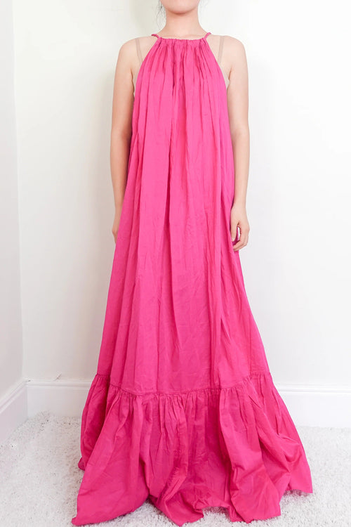 Pink maxi dress with braided straps