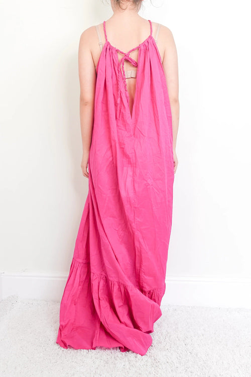 Pink maxi dress with braided straps