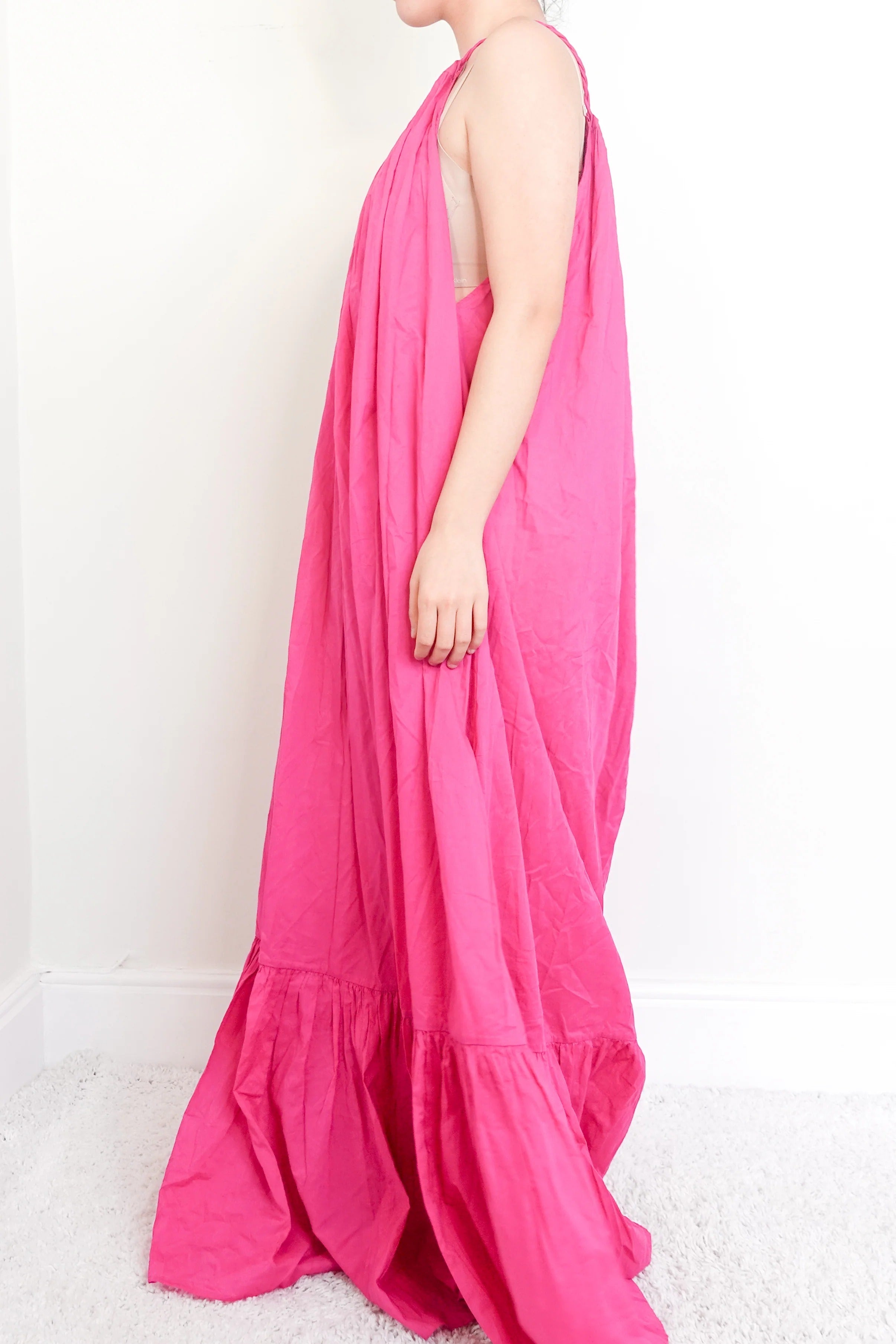 Pink maxi dress with braided straps